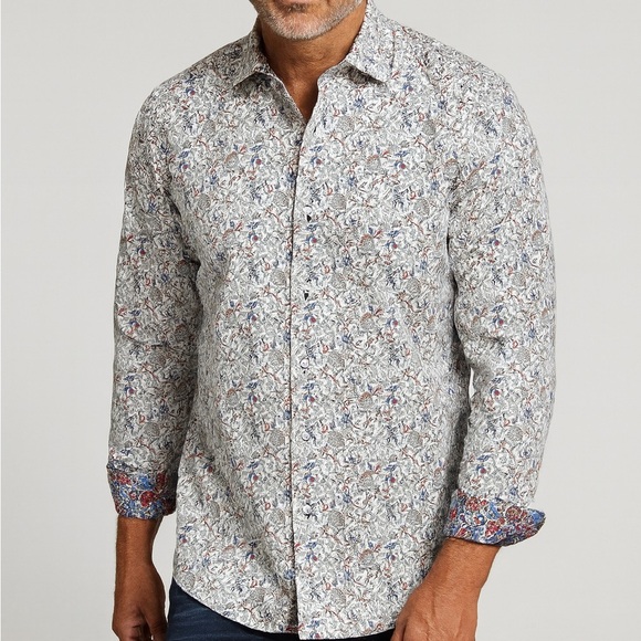 Robert Graham Classic Fit Scroll Print Shirt | Size L | Flip Cuff Signature - Picture 1 of 9